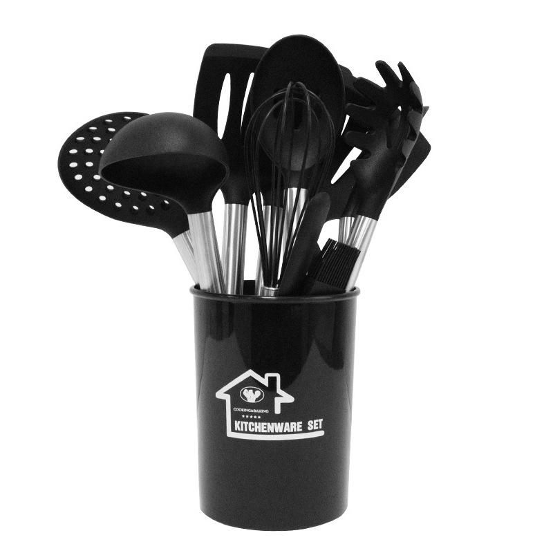 Silicone & Stainless Steel 15-Piece Non-Stick Kitchenware Set: Spatula, Soup Spoon, More.