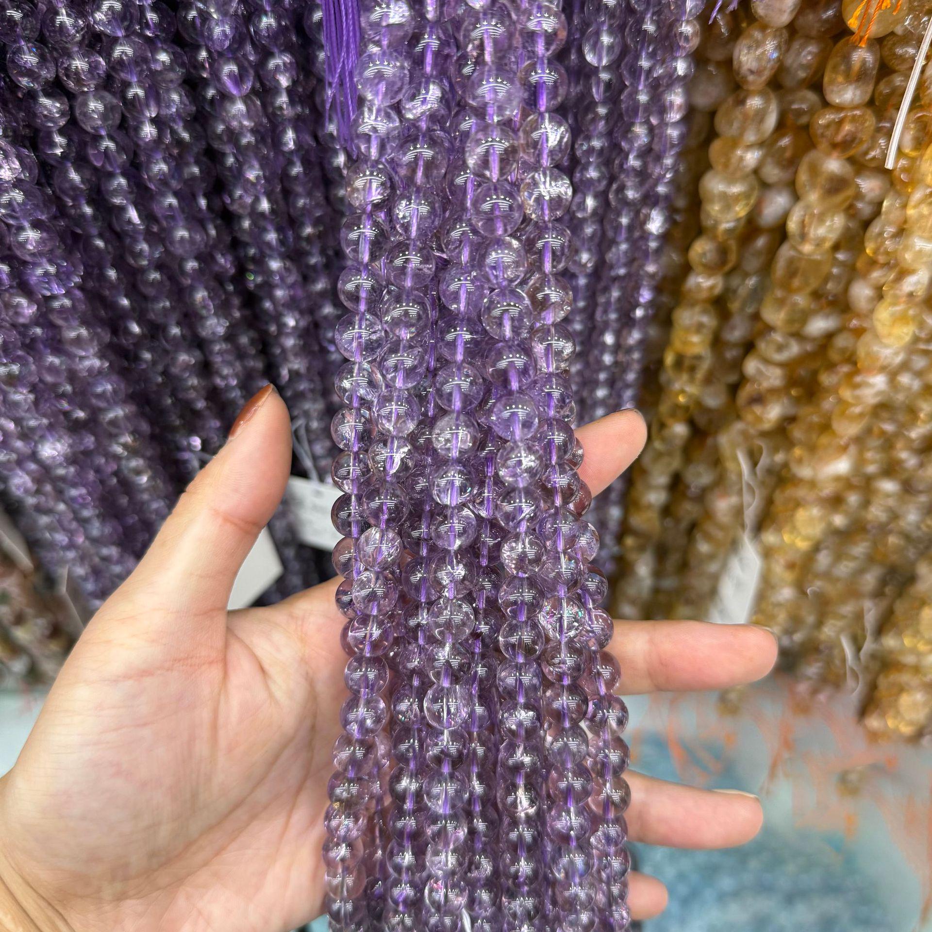 7A Натуральные Фиолетовые Аметистовые Круглые Россыпные Бусины для DIY Украшений и Аксессуаров 7A Natural Purple Ase
