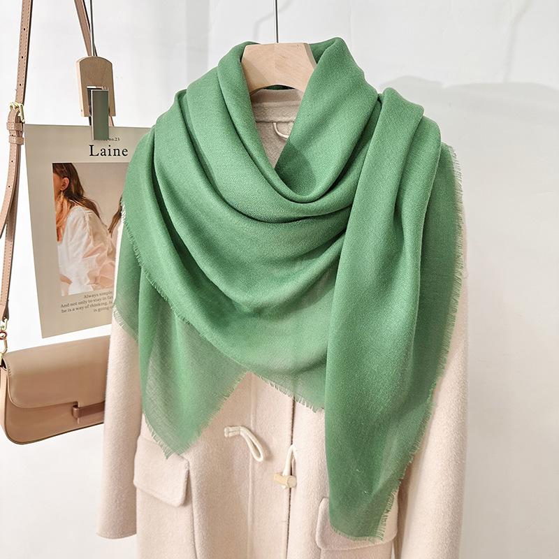 Simple literary and artistic yarn with sunscreen, elegant shawl, women's solid color square short fringed temperament scarf