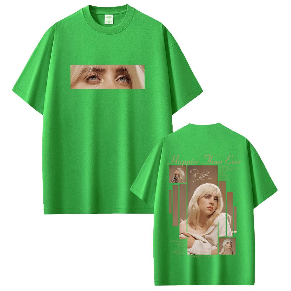 

Happier Than Ever 2025 Tshirt Men Women Fashion Pop Music Short Sleeve T Shirts Unisex Hip Hop Oversized Tshirts Streetwear 4XL