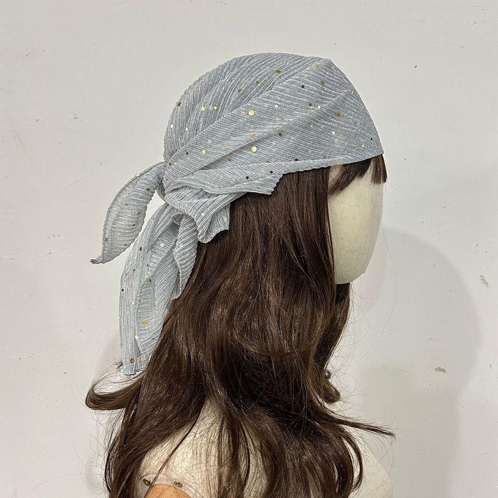 60cm*60cm Hairband Wrinkle Head Wraps Stylish Chemo Beanie Headwraps All Season