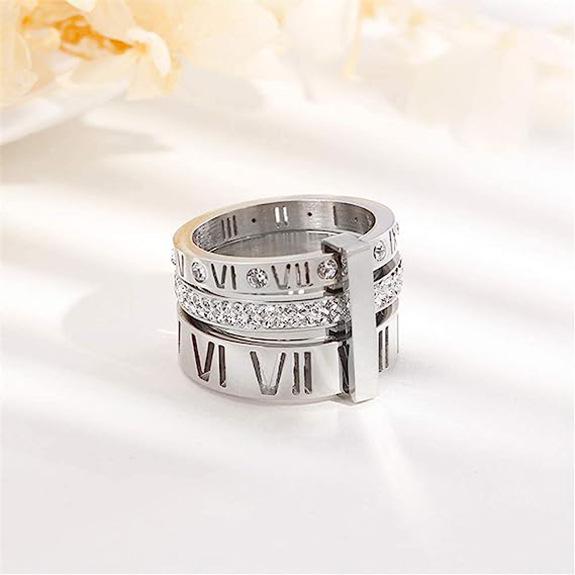Starry Night European & American 3-in-1 Multi-Ring with Roman Lettering - Trendsetter Fashion Jewelry