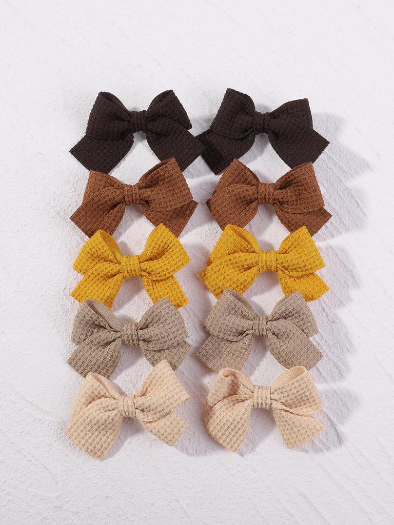 10Pcs/set Soft Cotton Bow Hairpin for Baby Girl Sweet Hairpin Color Block Delicate Hairgripe Barrettes Kawaii Child Accessories