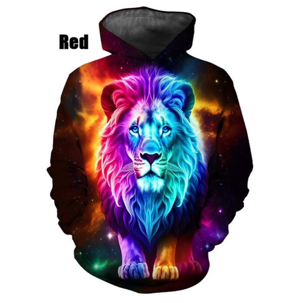 Модная 3D толстовка с капюшоном с рисунком льва повседневная толстовка с длинным рукавом уличная толстовка в стиле Харадзюку S 2139₽