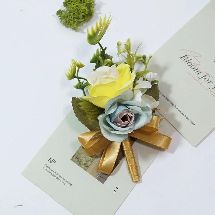 Meldel Corsage Men Wedding Rustic Boutonniere White Bridal Wrist Corsage Bridesmaid Groomsmen Party Meeting Personal Decorations