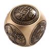 Brass Rotating Handle with Six-Sided Ball and Five Emperors Coins Desktop Ornament