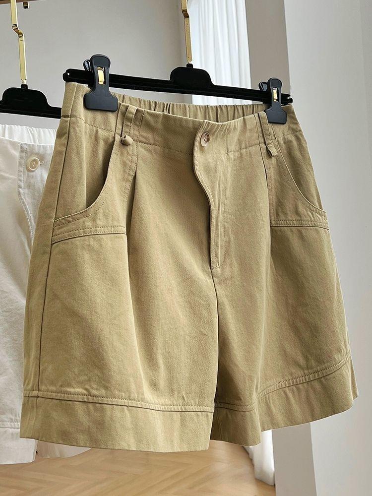 Women's Summer High-Waist A-Line Wide-Leg Cargo Shorts