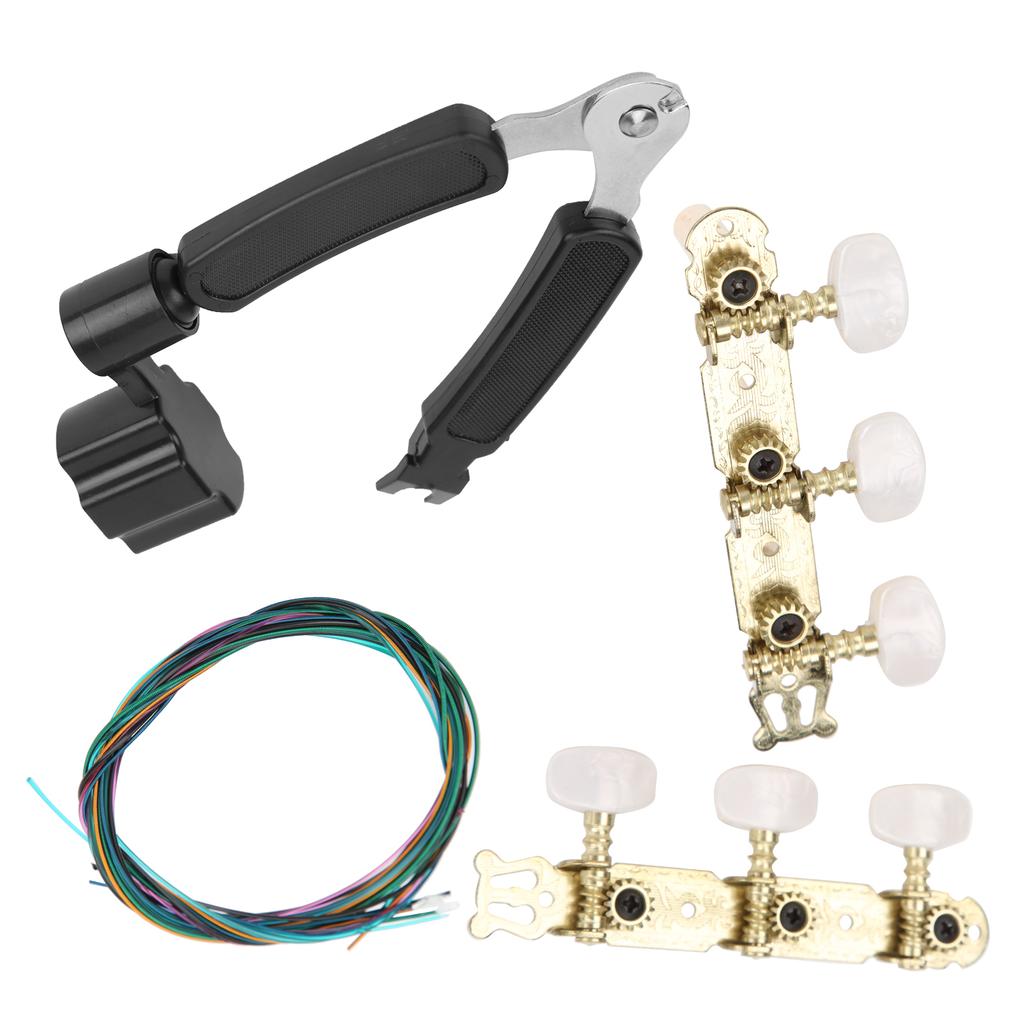 3?in?1 Guitar Tool Set Black Instrument Accessory with Gold Plated Machine Heads for Repairing