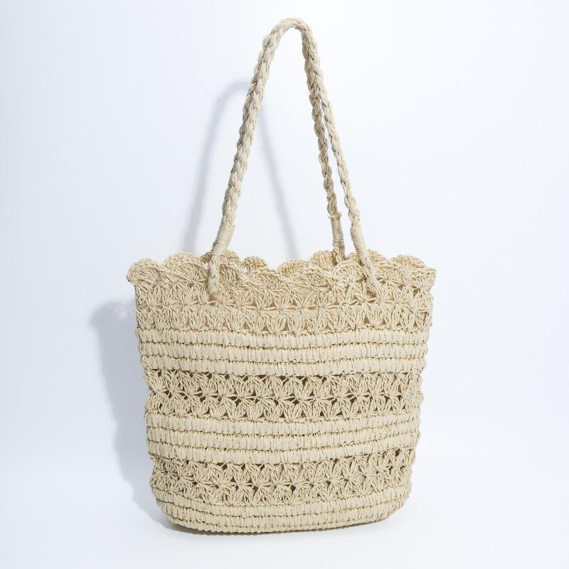 New hollow lace shoulder hand-woven straw bag versatile large capacity tote bag seaside vacation beach bag