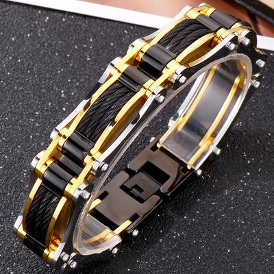15MM Three Layer Twist Chain Bracelet For Men Heavy 316L Stainless Steel Men's Bracelets Mannen Armband On Hand Jewellery Accessories