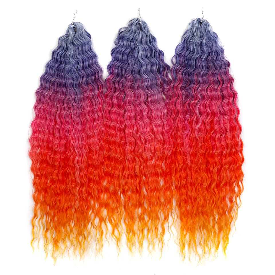 FREEDOM Synthetic Curly Hair 24 Inch Water Wave Twist Crochet Braid Hair Ombre Pink Ginger Deep Wave Braiding Hair Extension