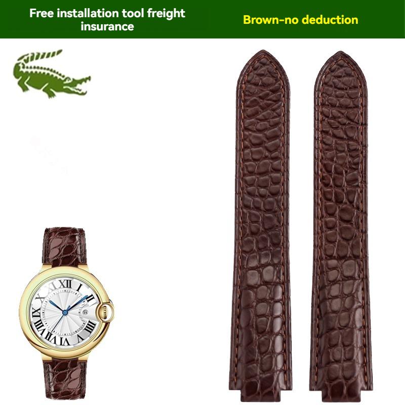 Crocodile leather watch strap For Cartier blue balloon WSBB0025 W69012Z4 14-8mm 16-8mm 18-11mm 20-12mm 22-14mm convex watchband