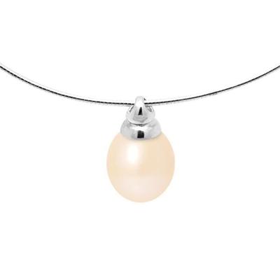Necklace - - AAA+ Freshwater Cultured Pearls - 9-10 Mm - Natural Pink - 925 Silver