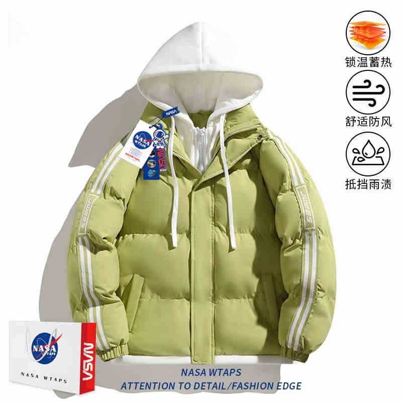 Gefälschtes zweiteiliges gepolstertes Anzug-Herren-verdickte Baumwolljacke Winter 2025 Partnerjacke Hong Kong Stil lockere Kapuzen-Brotjacke