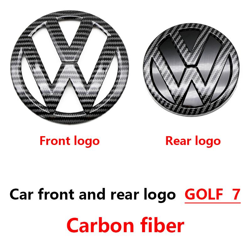 Chrome Silver/Glossy Black Front Radiator Grille & Rear Trunk Lid Emblems for VW Golf 7 (2014 - 2017) - Auto Badge Accessories