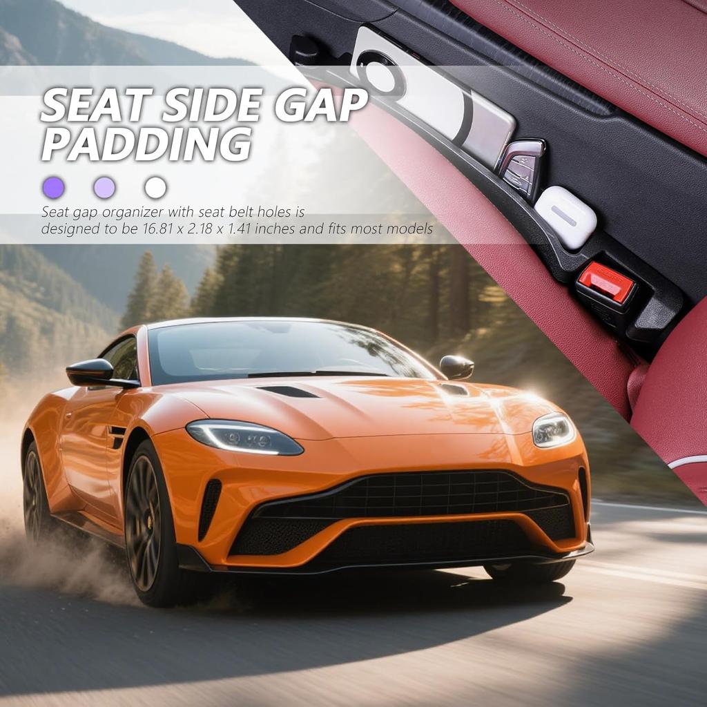 2PCS Car Seat Gap Filler Organizer And Carry Hook,Upgraded Multifunction Gap Filler For Car With Filling Gaps And Storing For Phones Keys,Universal