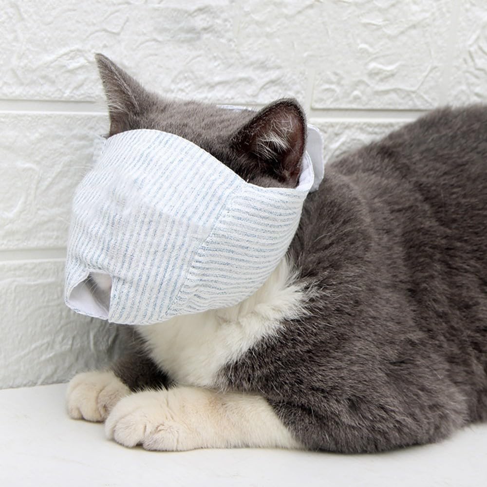 Cat Muzzle, Breathable Mouth Guard Anti Bite Anti Meow Grooming Muzzle for Nail Trimming