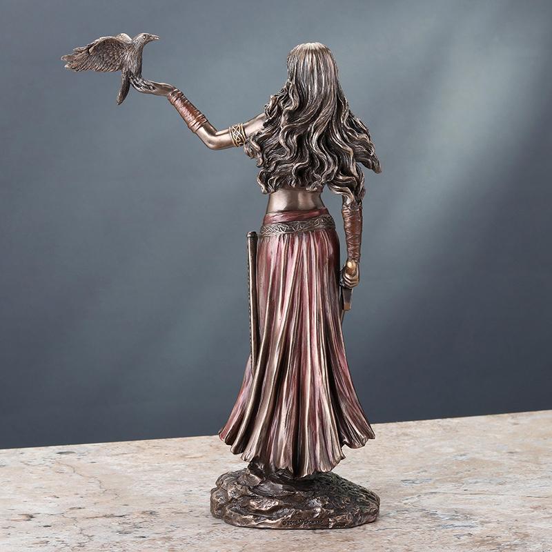 Morrigan Resin Statue Battle Goddess With Crow Mythological Decor Collector Edition For Meditation Room Or Study