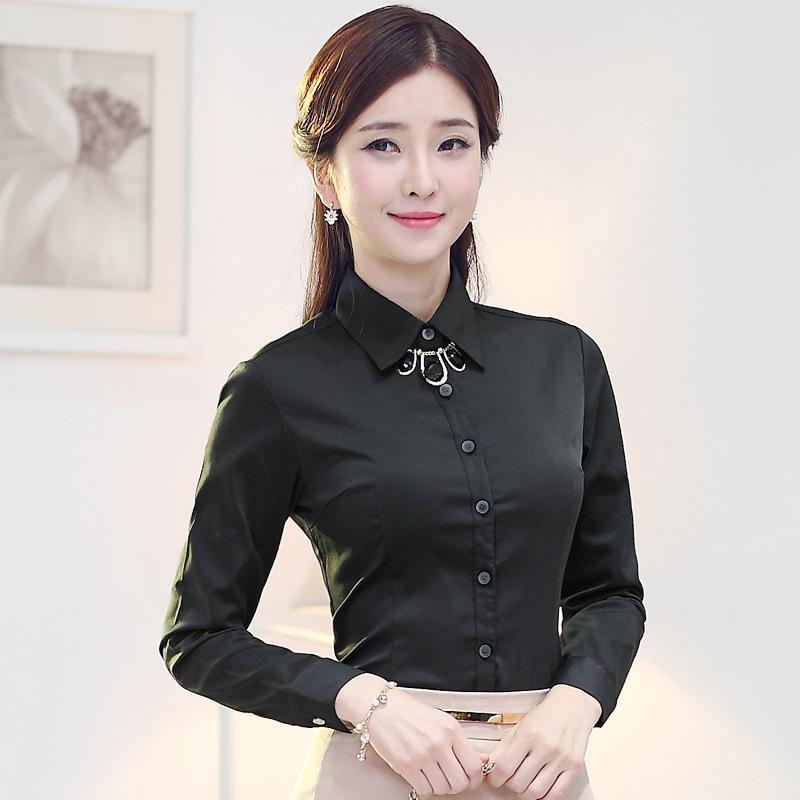 Women's Fleece-Lined Long-Sleeve Shirt: New Autumn/Winter Style, Thick & Warm Base Layer, Professional Formal Wear
