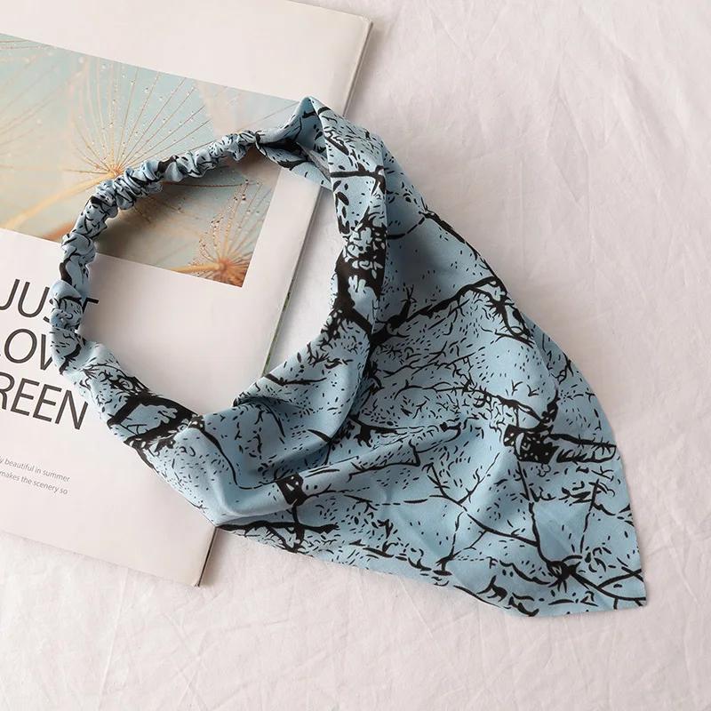 Bohemia Women Bandana Hair Scarf Summer Vintage Printted Chiffon Head Scarf Elastic Hair Bands Headwear Turban Femme