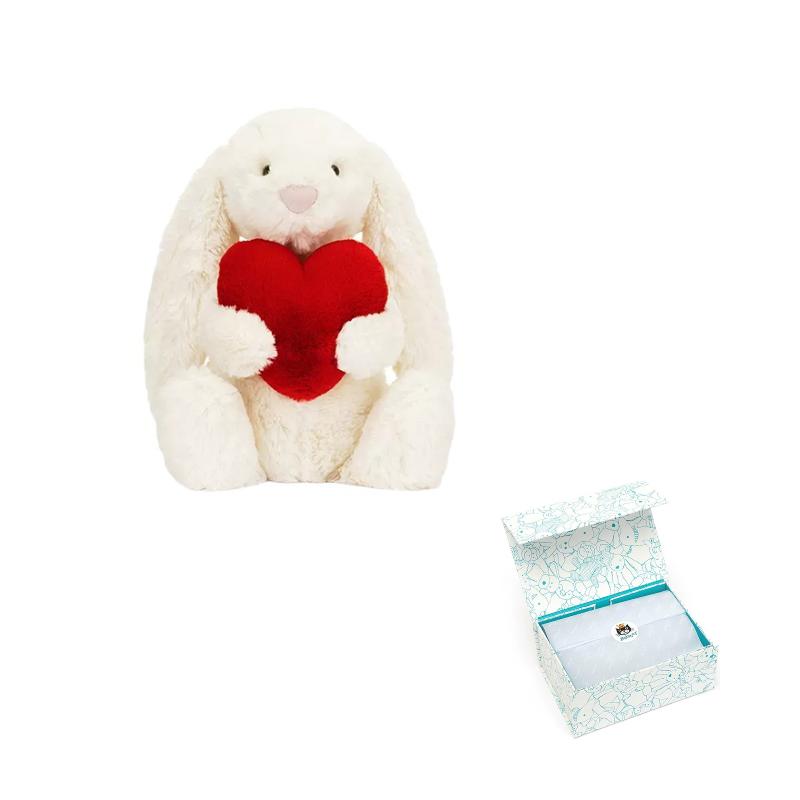 JELLYCAT Valentinstag Bonnie Hase Rotes Herz Puppe Plüschtier 18/31cm Höhe