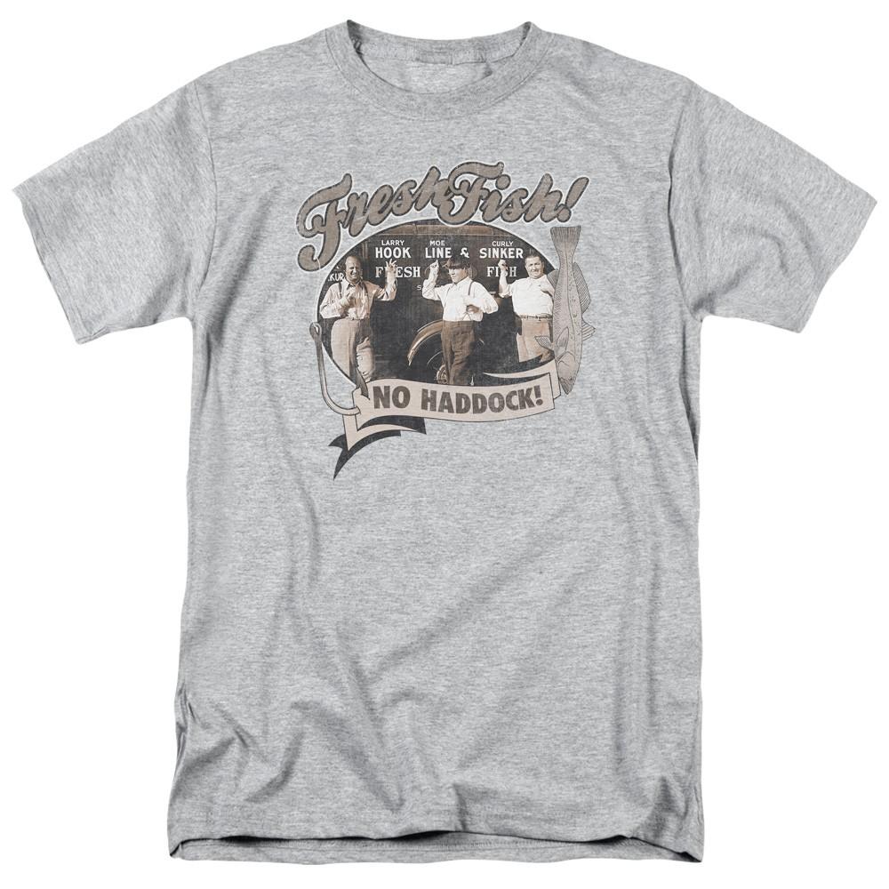 Three Stooges - Fresh Fish - Adult Unisex Short Sleeve T-Shirt - Gray 3XL