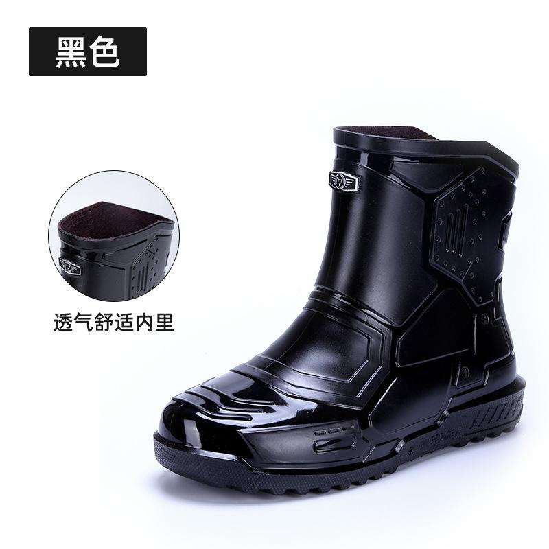 

New fashion men s and women s rain shoes non-slip waterproof rain boots fleece thermal rubber shoes kitchen work medium tube short tube water shoes 36