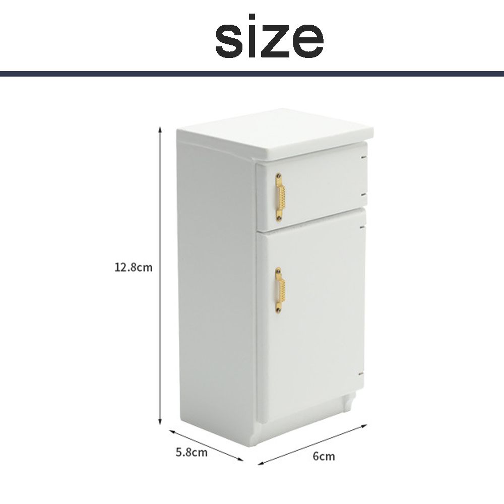 Doll Houses Freezer 1:12 Wooden Dollhouse Miniature White Refrigerator Fridge