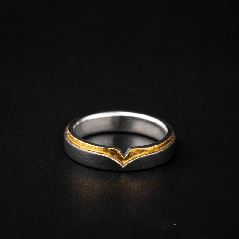 Adjustable Sterling Wing Motif Ring Men Women Minimalist Asymmetrical Geometric Finger