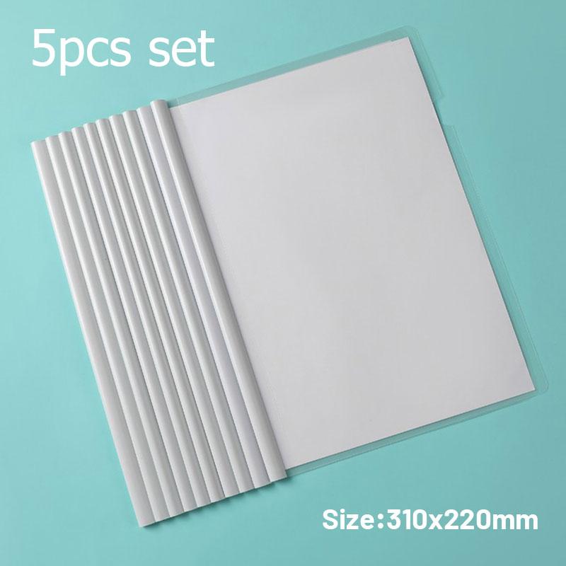 5Pc/Set A4 Transparent Folder Thickened Plastic Folder File Water-Repellent Test Paper Storage Bag Office Document Classification Bag