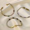 Full Diamond Stainless Steel Zircon Bracelet Women'S Fashion High-End Sense H-Shaped Buckle Plated 18K Gold Titanium Steel Bracelet