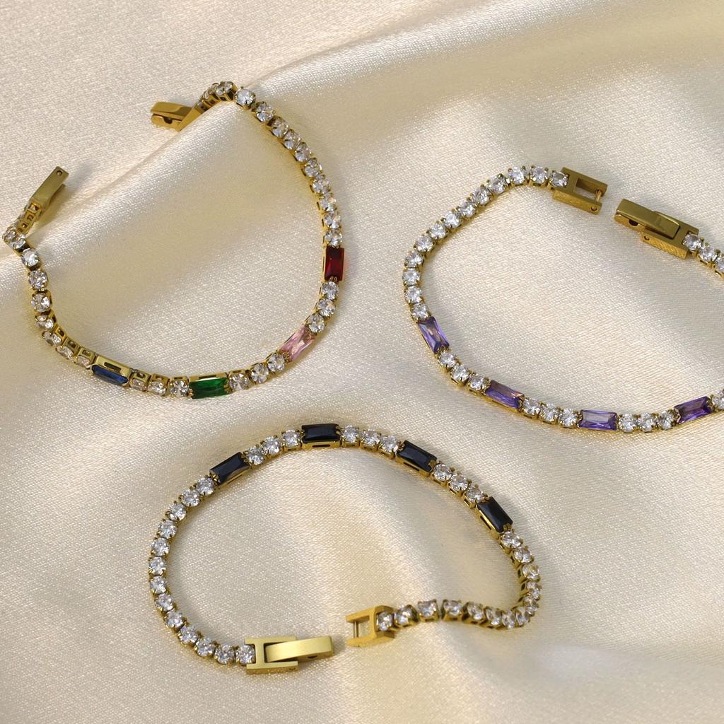 Full Diamond Stainless Steel Zircon Bracelet Women'S Fashion High-End Sense H-Shaped Buckle Plated 18K Gold Titanium Steel Bracelet