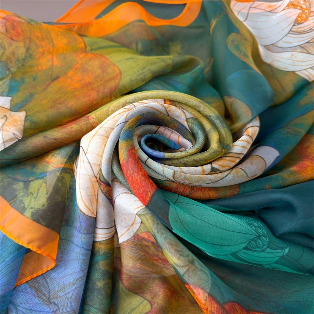 185*120cm Tourism Long Shawl Polyester Women's Satin Hijab Fashion Women Thin Scarf  Beach