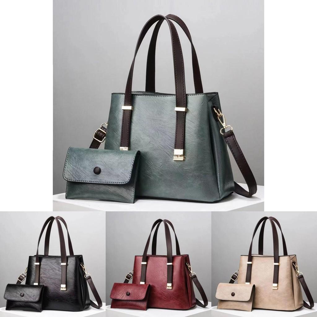 Trendy And Spacious Women's Two Piece Handbag Set With Stylish Bucket Shape Design