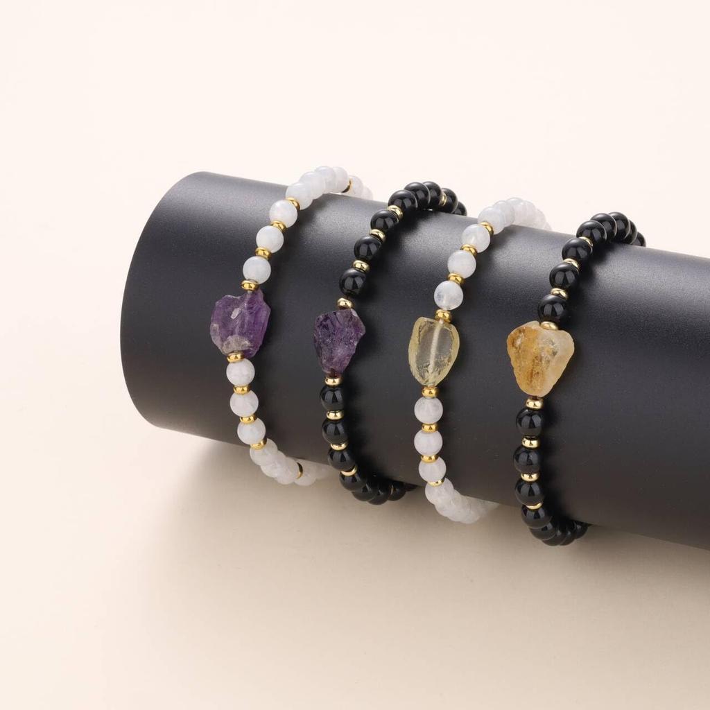 Moonstone and Citrine Purifying Amulet Power Stone Bracelet for Women [Koai]