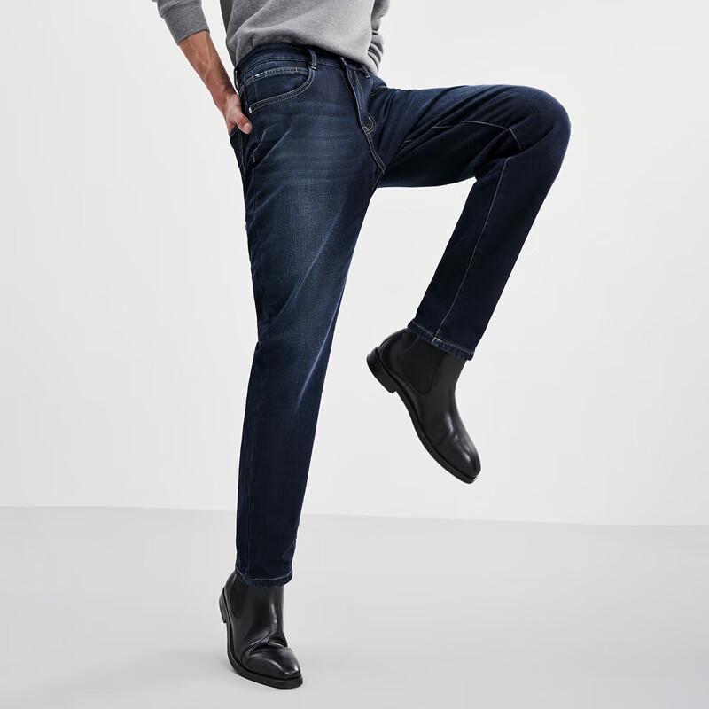 SEPTWOLVES Men's Fleece Lined Washed Denim Jeans