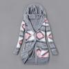 Women's Striped Printed Long Sleeved Autumn Winter Hoodie Button Plush Sweater Cardigan Jacket