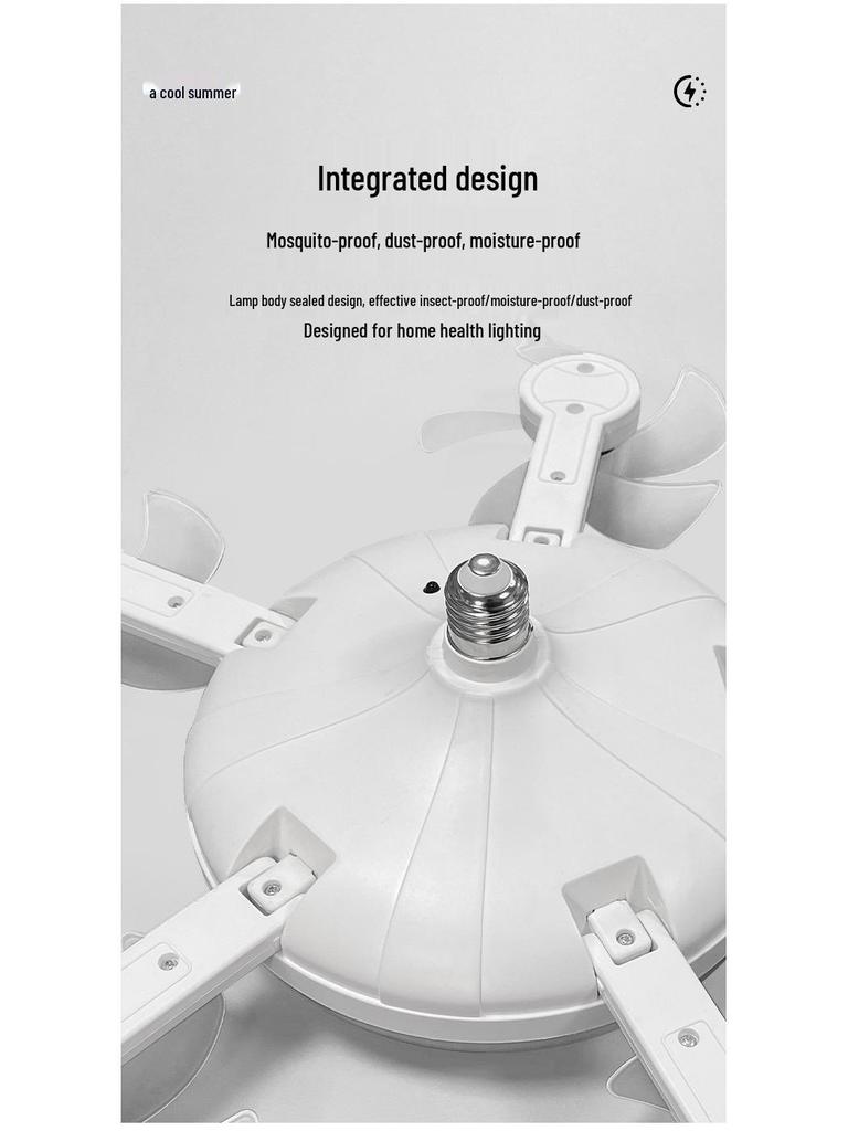 LED Fan Light E27 Base: Silent, Multi-Functional 5-Head Drone Model for Living Room & Bedroom