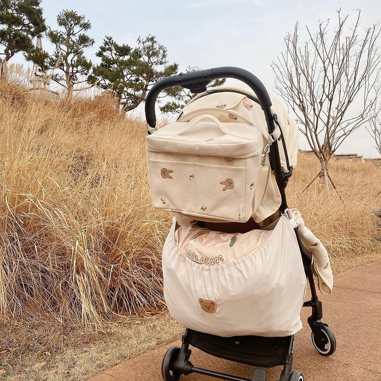NASSIA Storage Bag with Functional Safe Stroller Bag for and Diaper Large Pockets, Shopping, Travel, Storage, (Off-White)
