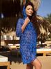 Russian Exclusive Mesh Print Seven-Sleeve Beach Cover-Up Shirt