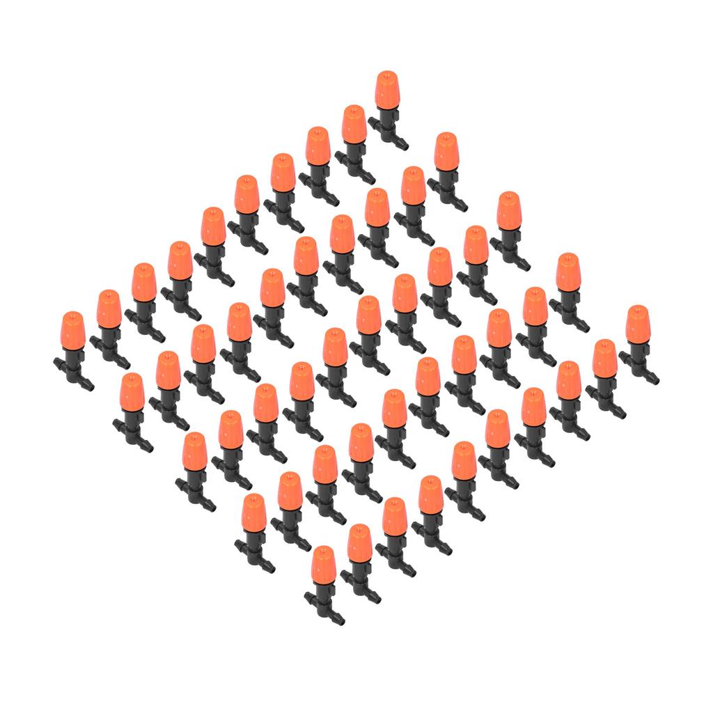 50 Bucăți Conectori T cu Duze Micro Atomizoare Reglabile Portocalii pentru Irigare Grădină Seră