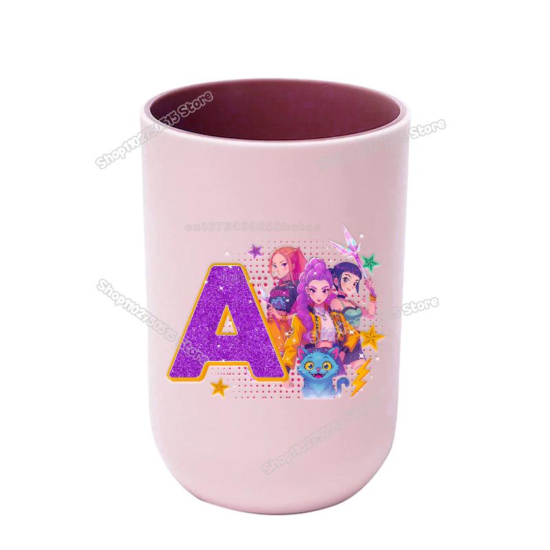 KPop Dämonenjäger Buchstabe A-Z Kinder Zahnbürstenbecher Rumi Mira Zoey Mädchen Mundspülbecher Trinkbecher Badezimmer Zahnbürstenhalter