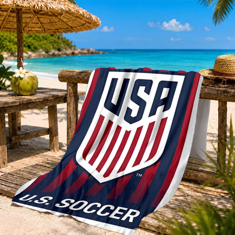 Usa Soccer Emblem Beach Towel, Quick-drying, Easy to Care for, Suitable for Both Fitness and Beach Vacations,Sports Essential
