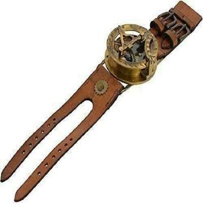 Sundial Steampunk Brass Wristwatch Compass Leather Bracelet Antique Brass Wristwatch