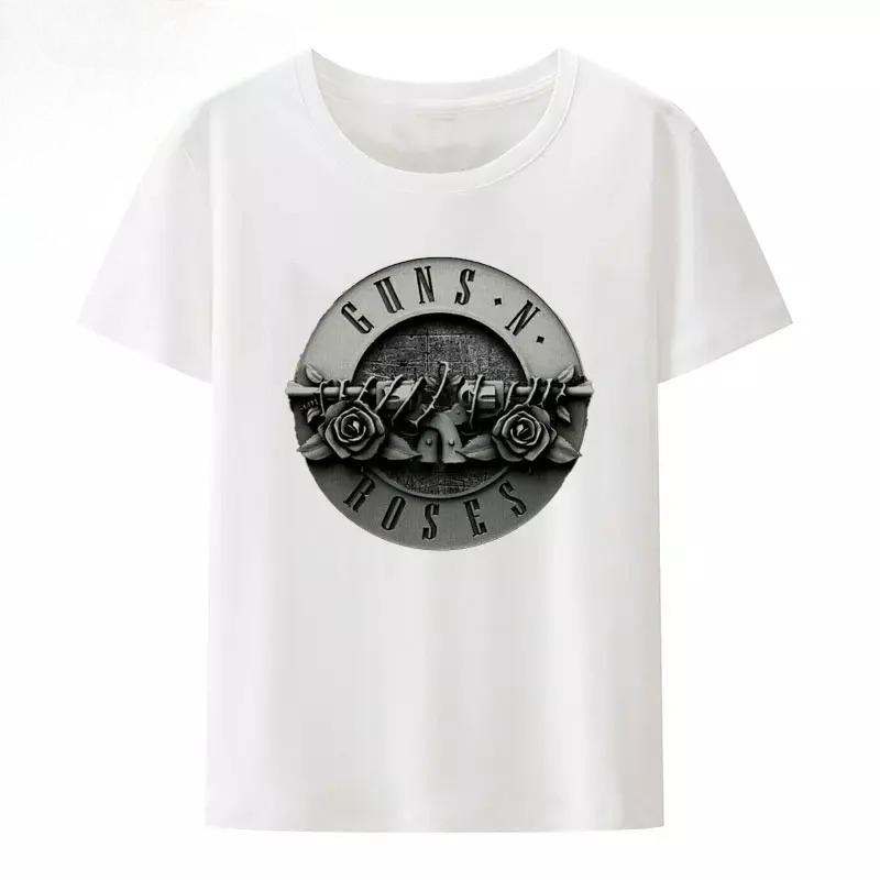 T-shirt d'été en coton à col rond imprimé Streetwear Thème Guns N Roses Harajuku T-shirt à manches courtes pour femme Haut Y2k pour femme Salle de sport