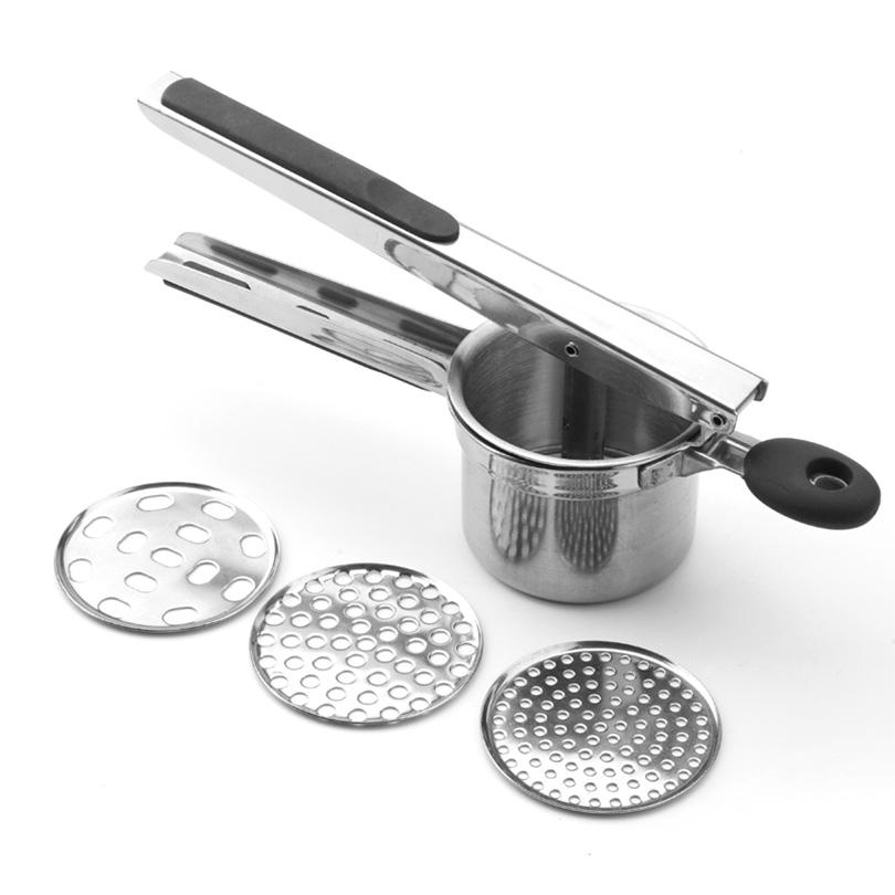 

Stainless Steel 4pcs PP Potato Press Set Multifunctional Silicone Handle Heavy Duty Masher Tool Multi Food Easy Clean Kitchen Commercial Time Saving