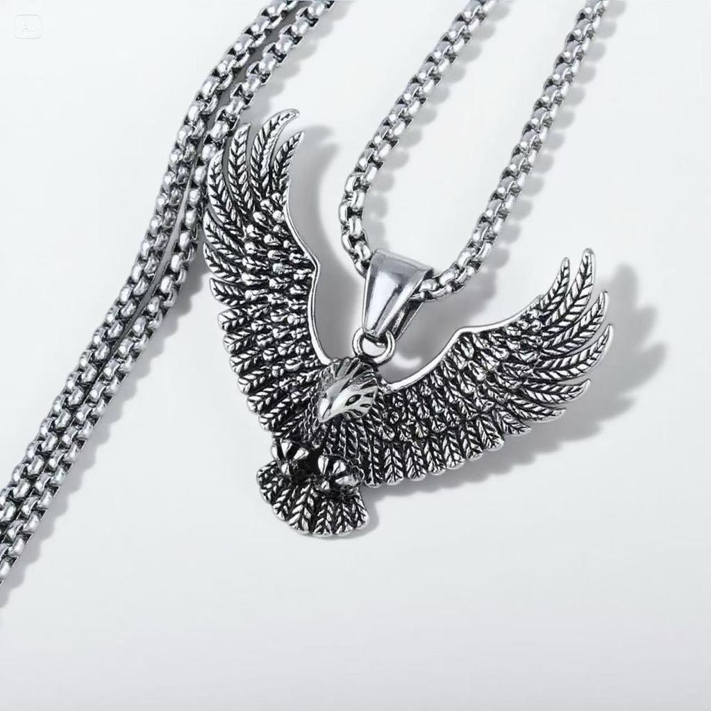 YQ 316L Stainless Steel Viking Eagle Pendant Necklace for Men Punk Gothic Jewelry