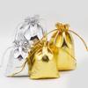 50 Stück Schmuckverpackung Stoffbeutel Gold Silber Tuch Kordelzug Geschenkverpackungsbeutel 7x9cm 9x12cm Hochzeitsgeschenk Aufbewahrungsbeutel
