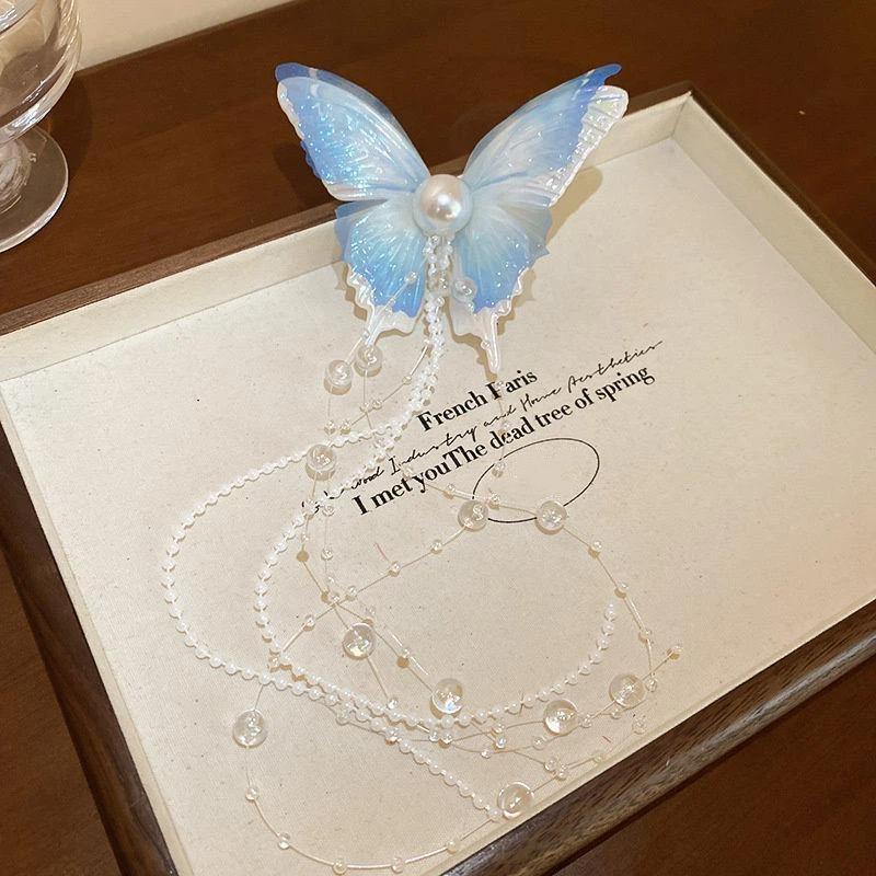 Spiritual Hair Clip Butterfly Tassel Hair Clip Female Long Tassel Pendant Hair Accessories Super Fairy Niche Photo Headwear