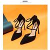 Sexy Pointed Toe Stiletto Heels Women S Cross Strap Flock Upper Shoes